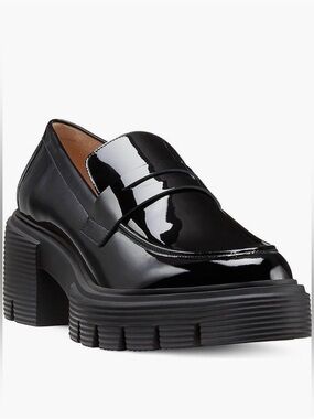 Stuart Weitzman Bedford Patent Lug Sole Loafers Black 9 Never Worn